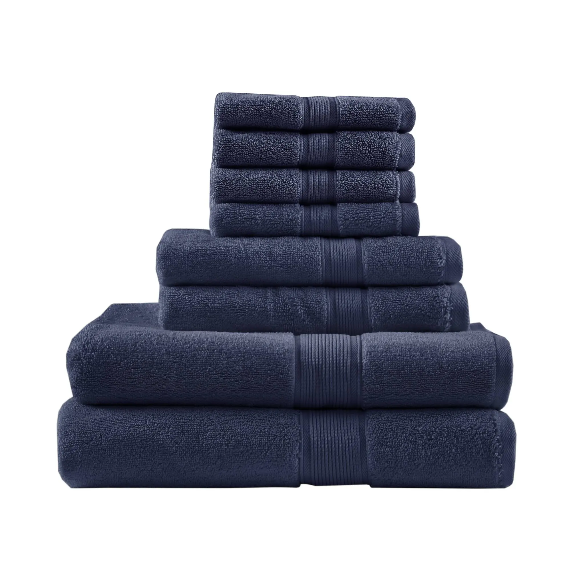 8-Piece 100% Cotton Towel Set, Ultra-Soft and Highly Absorbent, Quick-Dry Bath, Hand, Face, and Washcloth Collection for Home, Hotel, Spa, Gym, or Dorm Use, Multiple Color Choices Available