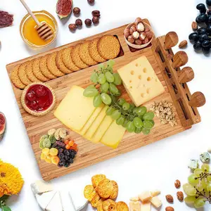 Bamboo Cheese Board Set, Eco-Friendly Bamboo Cutting Board, Bamboo Chopping Board, Perfect for Charcuterie & Snacks, Durable Kitchen Accessory, Kitchenware, Bamboo Boards