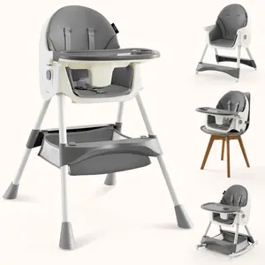 HARPPA 6-in-1 Foldable Baby High Chair, Baby Fedding Chair & Rocking Chair, Adjustable Heights, Booster Seat With 5-Point Safety Harness & Removable Tray, Easy to Clean, Baby Items, Toddler Christmas Gifts