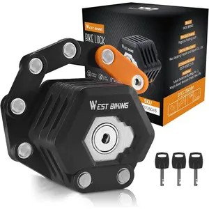 Folding Bike Lock With 3 Keys, 2.8 FT Bicycle Lock Compact Anti Theft, High Security Scooter Locks, Heavy Duty Bike Chain Locks With Bracket