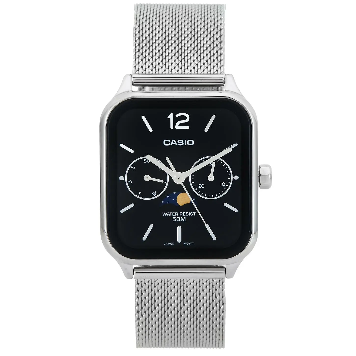 Casio Moon Phase Watch in Silver & Black