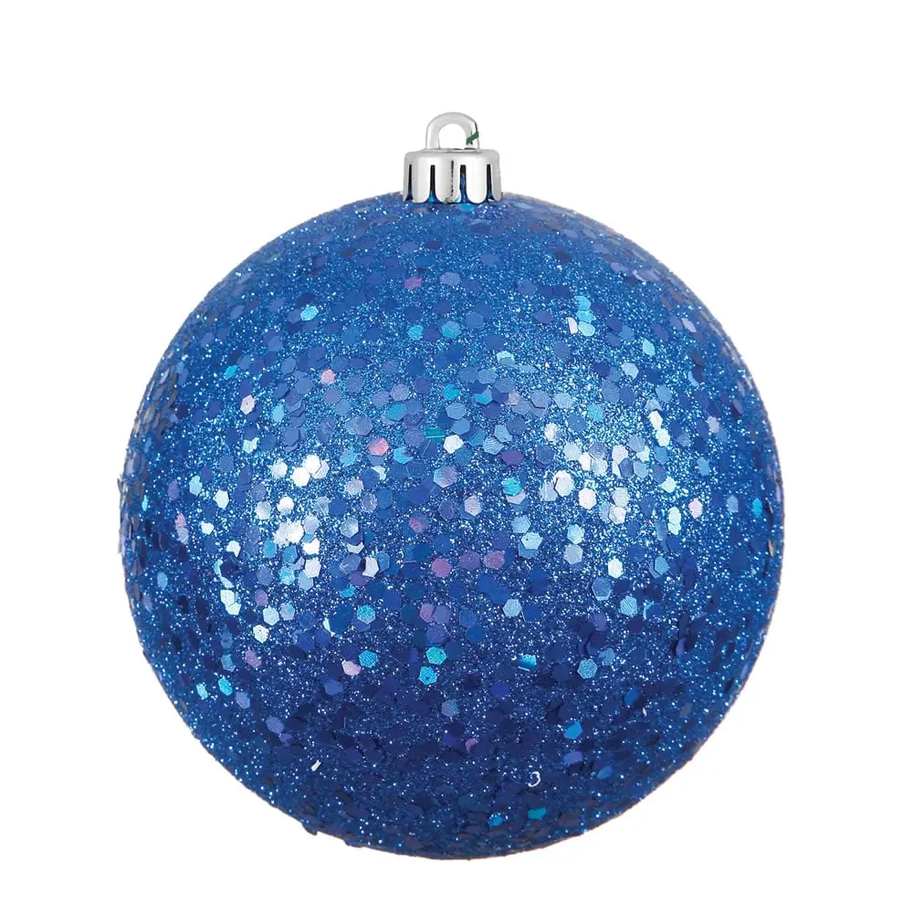 Vickerman N591502DQ 6 in. Blue Sequin Ball Christmas Ornament - 4 Per Box