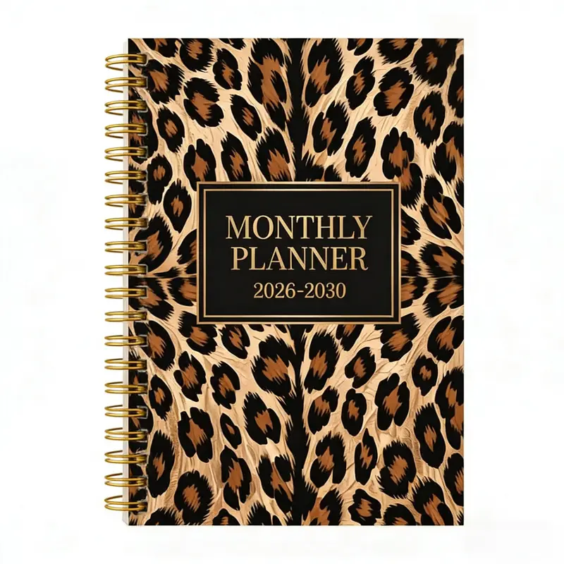 2026-2030 Monthly Planner/Calendar - January 2026 to December 2030, 5-Year Monthly Planner, Leopard Print Cover Design Notebook, Yearly Calendar Planning, Monthly Tabs, 60-Month Calendar, 5.5" x 8.3", 71 Sheets/142 Pages Thick Paper, Elastic Cover, Durabl