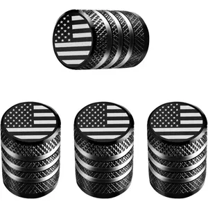 Lightweight   Stem Caps,   Cover, Black Aluminum, 4 pcs/Pack, Anodized Finish, Universal  Cap Set for Cars, Trucks, Motorcycles, SUVs, and Bikes, CorrosionResistant (USA Flag) Tire Valve