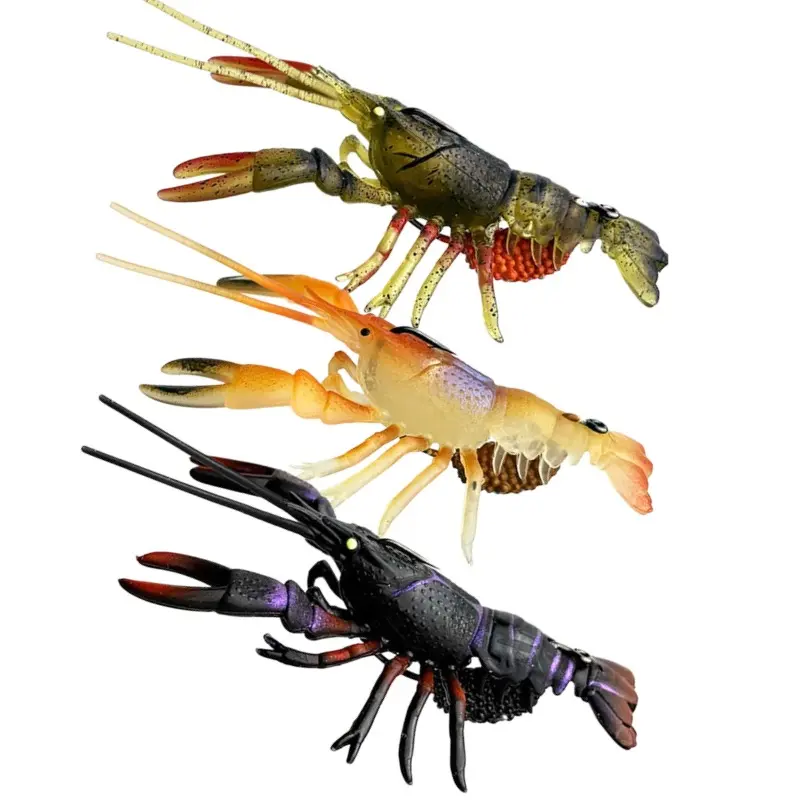 Easy Catch Pre-Rigged Soft Fishing Lures for Freshwater and Saltwater, Super Durable TPE Bass Jig Lures, Lifelike Shrimp Bait, Weedless Crayfish Lures, Amazing Fishing Gifts, Keep Separately