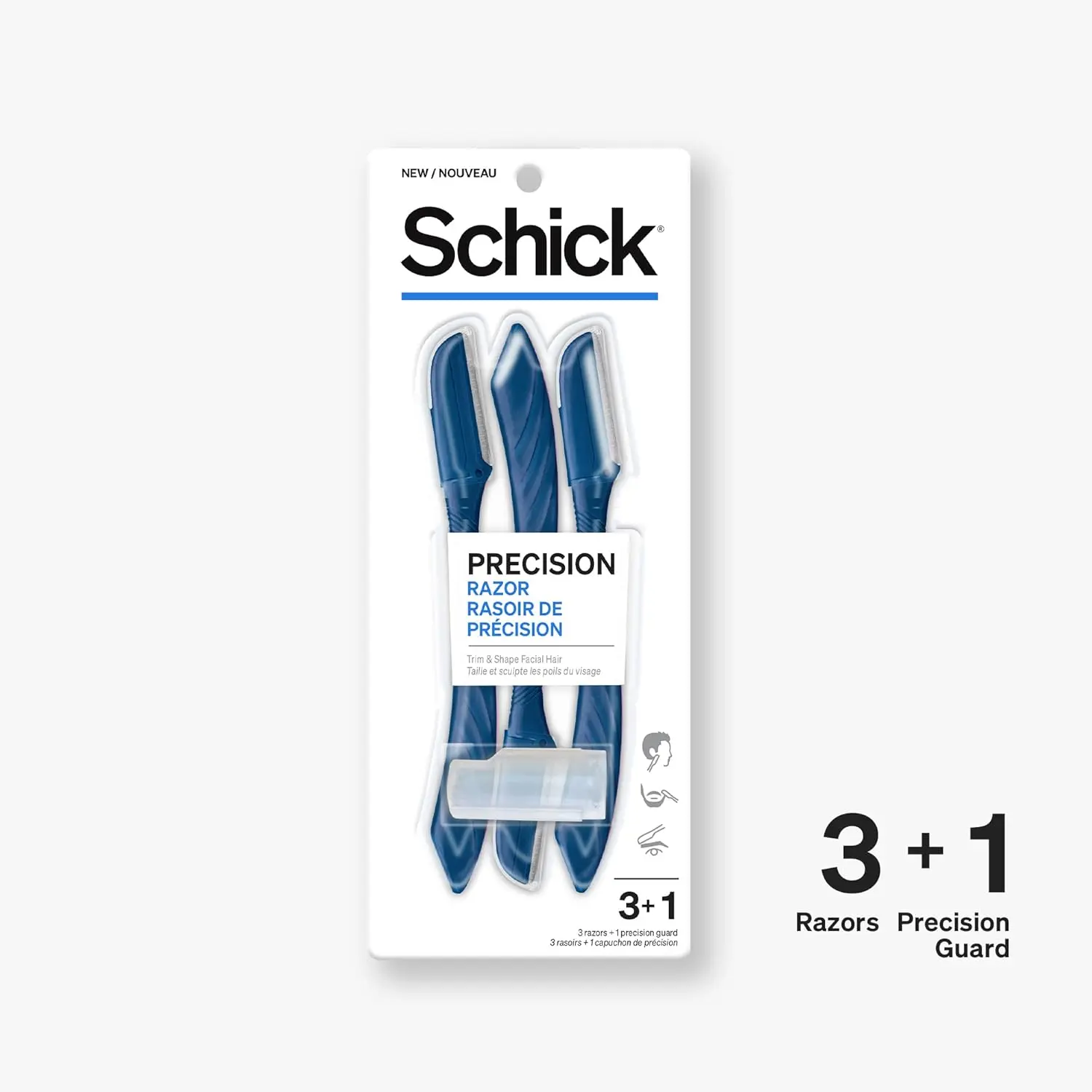 Schick Precision Razor Precision Razor for Men, Edging Razors, Disposable Razors Men, 3 Count (Pack of 1) Facial Comfort