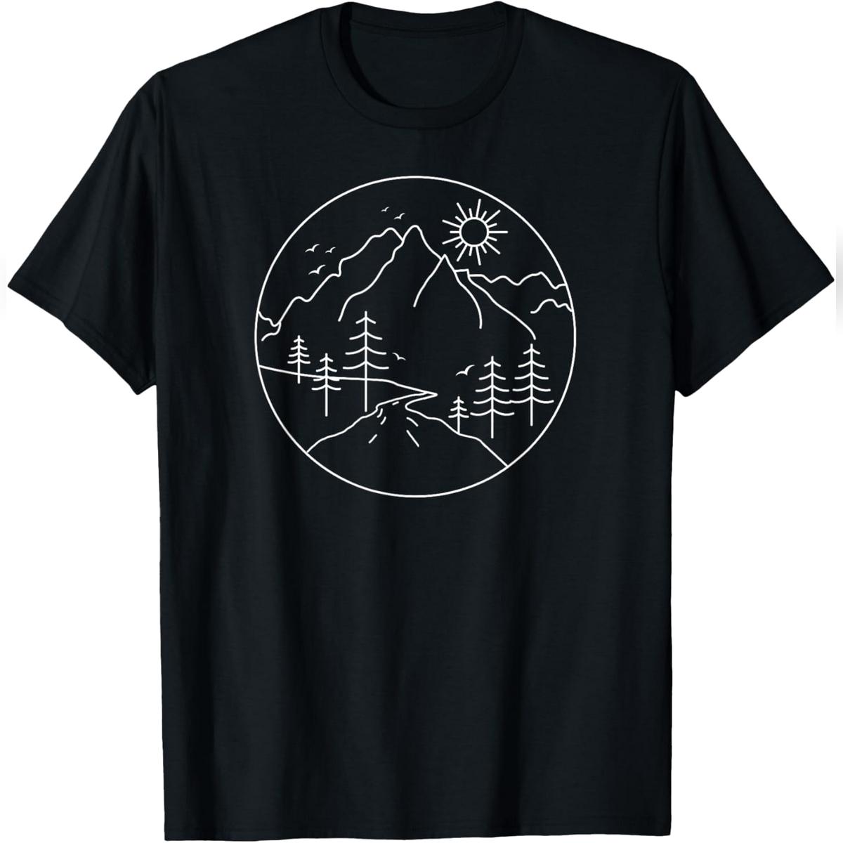 Sunrise Mountain Nature Hiking Camping Outdoors Mountains T-Shirt Relaxed Fit Cotton T-Shirt