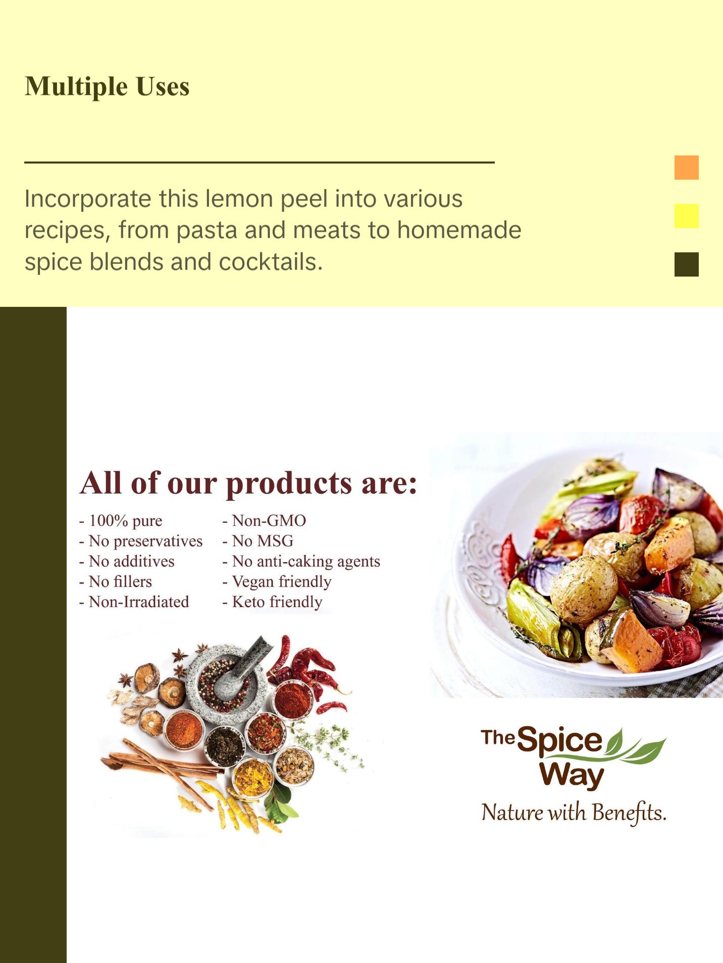 The Spice Way Granulated Lemon Peel  Pure Flavor No Preservatives Kosher Non GMO Salt Free