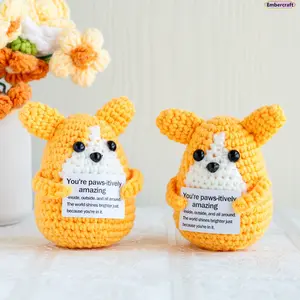 Amigurumi Crochet Corgi Doll - Handmade Kawaii Dog Plush Ornament, Cozy Desk Decor, Emotional Support Gift for Pet Lovers (Birthday & Room Aesthetic Accessory)