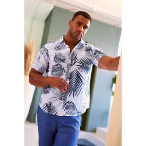 Resort Style Casual Linen Blend Print Shirt