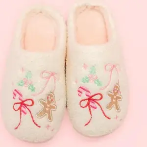 Holiday plush slippers