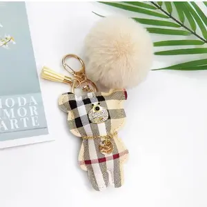 Stripe Teddy Keychain, Cute Plush Key Accessory for Backpacks, Bags, Ideal for Kids, Teens