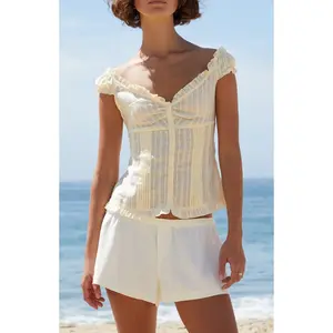 John Galt Women's Yellow Embroiderd Elena Top