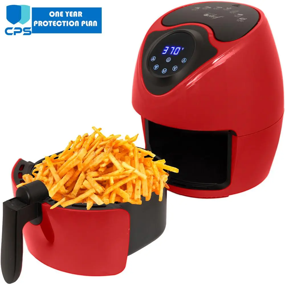 Deco Chef 3.7QT Electric Oil-Free Digital Air Fryer Pot - Red, with Extended Warranty