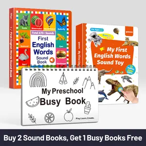 1–9Y Sound Book Combo Set – 13 & 21 Themes, 770+ Words, 6 Songs & Piano – Educational Talking Books & Early Learning Toys for Kids + Free 1 Busy Book (12PCS) Gift for toddlers Bilingual Booklet