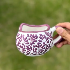 Handmade Talavera Mug Cute kitty-inspired design Artisan handmade & hand-painted