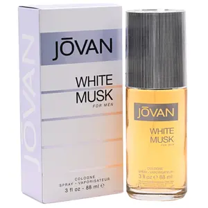 Coty Jovan Musk White Aromatic Cologne Spray for Men, 3.0 oz Bottle-Shaped Traditional Citrus Non-Toxic Perfume-Inspired Fragrance, Clean Scent with Peppermint Hint, New Box Pack Single Item, Bottle-Shaped Men's Fragrance, Non-Toxic Men's Fragrance
