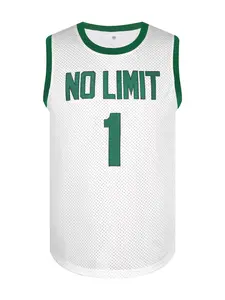 White Basketball Jersey - Double Green No.1 Embroidery Quick-Dry Breathable Game-Ready Sports Top