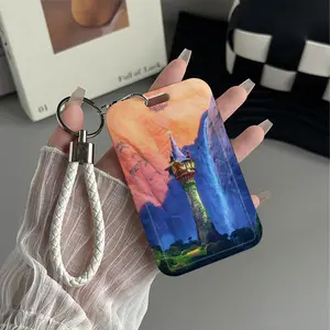 Rapunzel Tower Pattern Design Plastic Id Card Holder Badge Holder With Lanyard for Doctors, Nurses, Students, Nursing Students-Bus Card Case, Campus Card Protector Perfect Halloween Christmas Gift