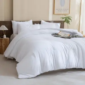 White Comforter Full Size, 3 count Boho Comforter Set, Lightweight Solid Bedding Set, All Seasons Soft Breathable Full Bed Set (80x90In Comforter & 2 Pillowcases)