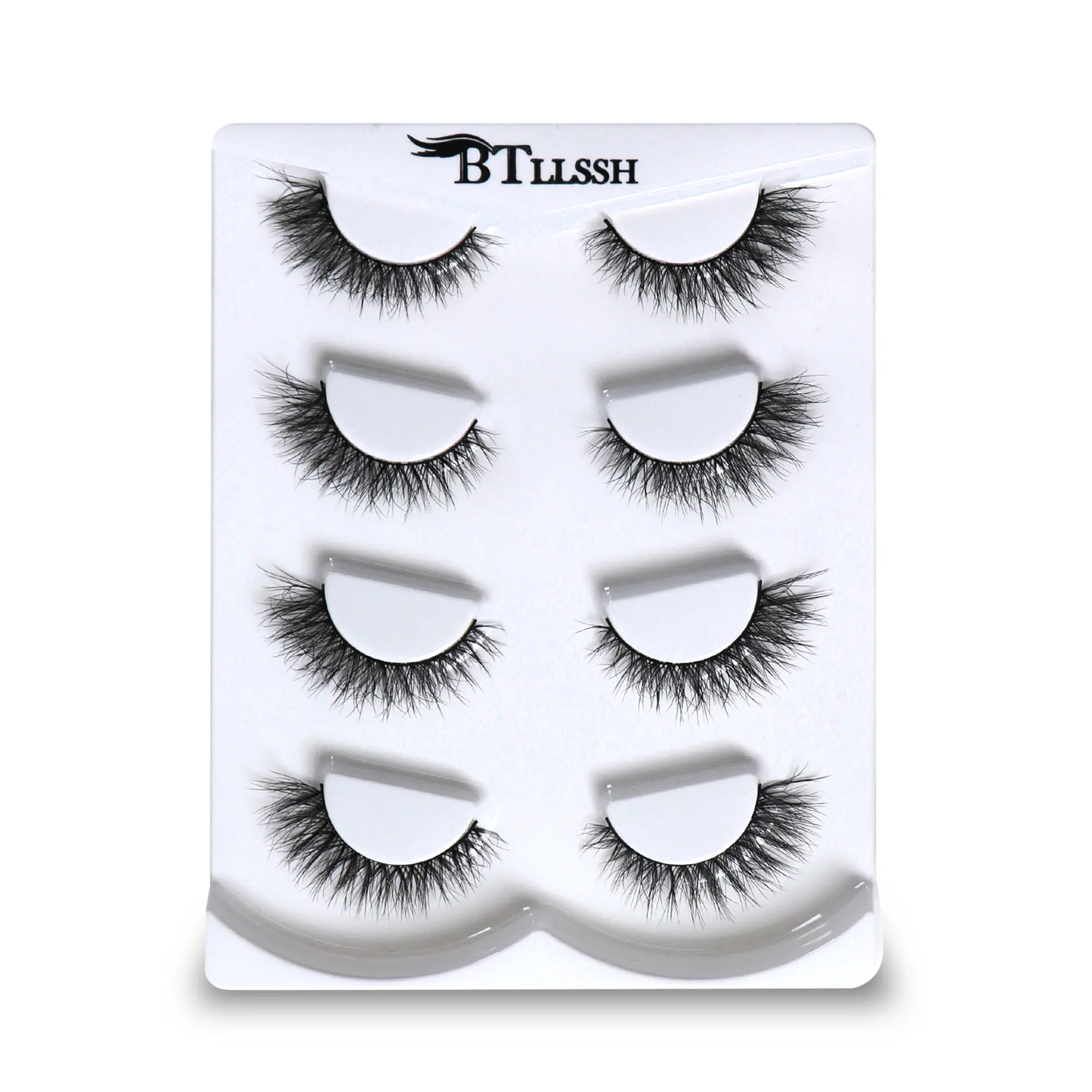 4 Pairs 14mm Sweet Natural Cross Fine False Eyelashes, DD Curl, Non-Toxic, Solid Form, 0.15mm Thickness, 13-15mm Length, False Eyelash Set, Fake Eyelash
