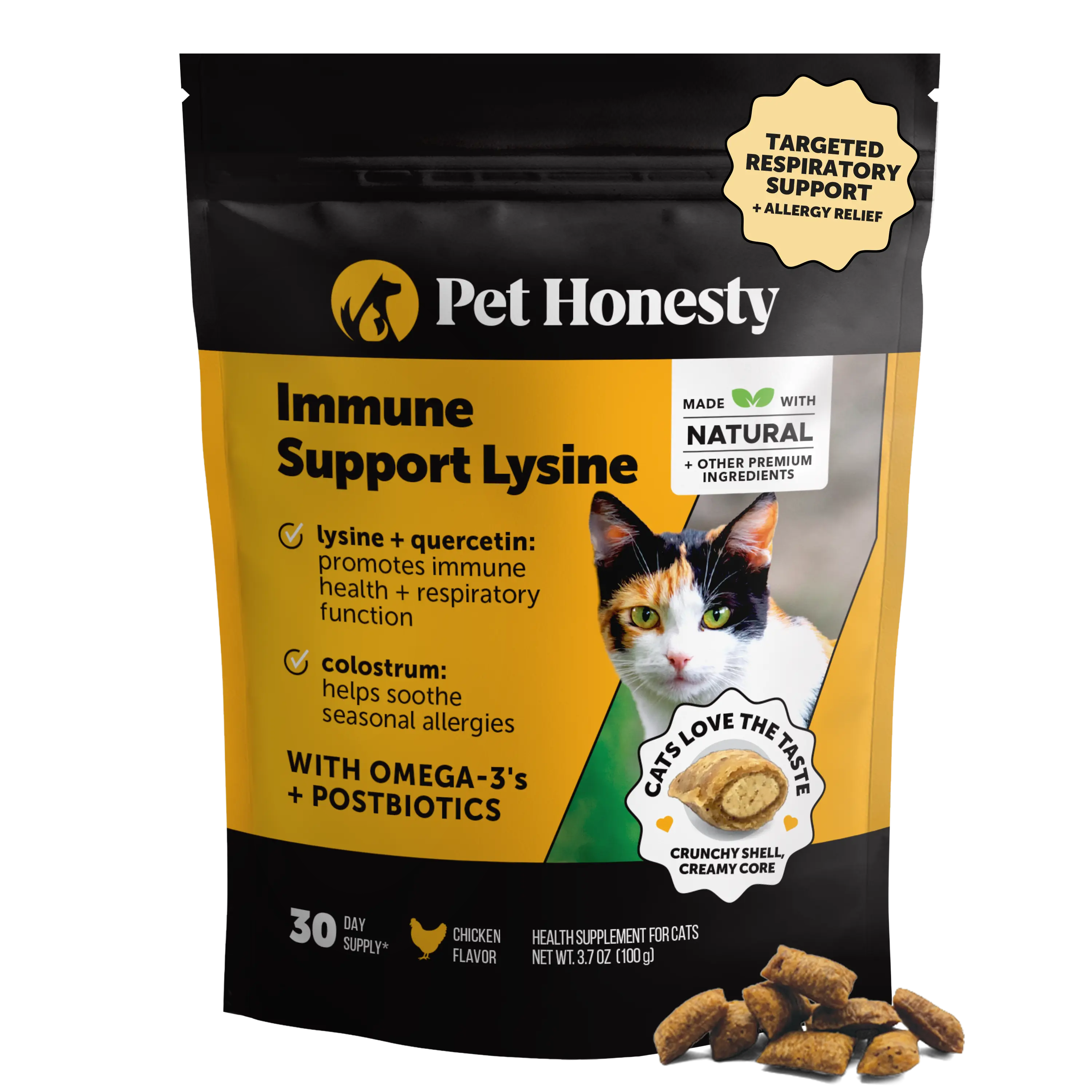 Pet Honesty Dual Texture Immune Support Lysine for Cats Cat Treat Alternative for Allergy Relief Vitamins Supplement - Fish Oil Colostrum + Prebiotics Pet Honesty Dual Texture Immune Support Lysine for Cats Cat Treat Alternative for Allergy Relief Vitamins Supplement - Fish Oil Colostrum + Prebiotics