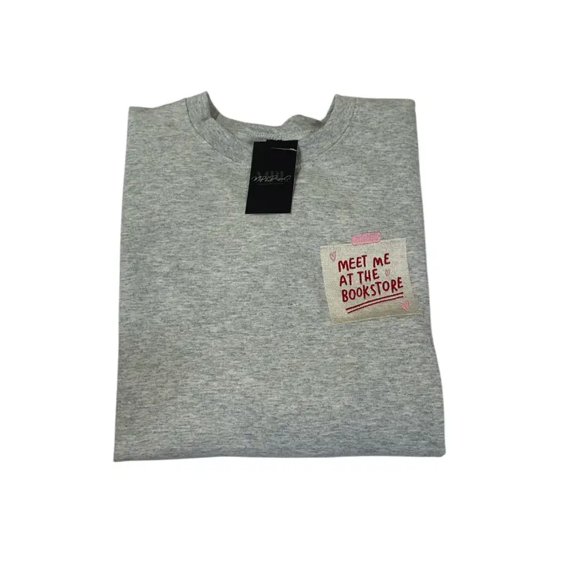 Meet Me At The Bookstore Left Chest embroidered crewneck