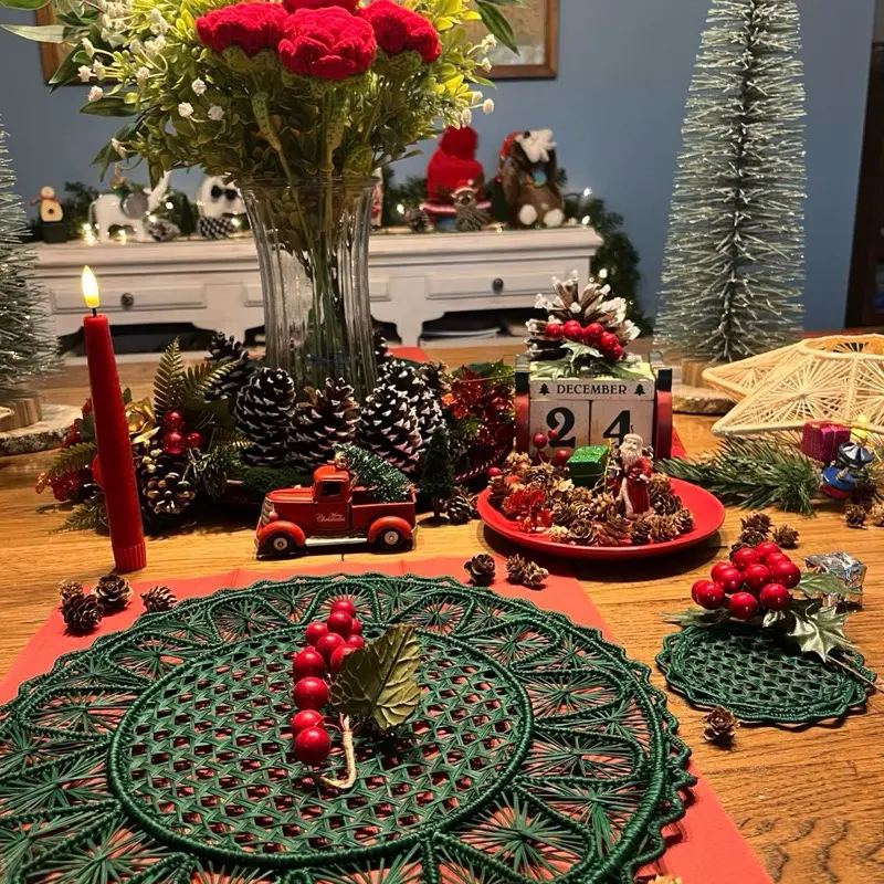 Handmade Green Holiday Placemat Christmas