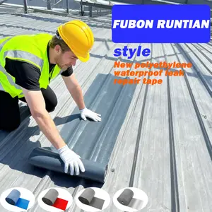 FUBON Runtian 2-Roll Roof Leak Proof Tape Polyethylene Waterproof Material 7.8inW*5.5ydL Temperature Stable UV Corrosion Resistant Quick Repair for Roofs Pipes Metal Cracks Heavy Duty