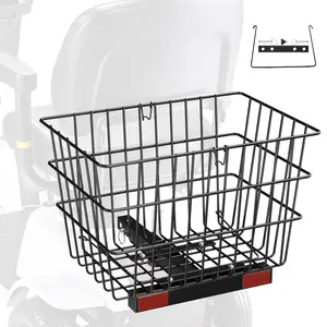 【Father's Day】VEVOR Scooter Rear Basket,  , Heavy Duty Metal Wire Basket with Handle, Spacious Cargo Basket, Works with 1-inch Receiver, Compatible with Most Golden, Drive & Pride Mobility Scooter