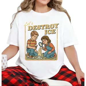 Let's DESTROY ICE Anti-Ice Graphic T-Shirt, Cotton Anti Maga Tee, Human Rights Support Immigrant Tee, Pro Democracy Equality Shirt, Activist Gift
