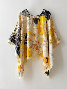 Women's Vibrant Floral Printed Summer Scarf Shawl, Elegant Silk-Like Soft Wrap Ideal for Daily Wear and Special Occasions