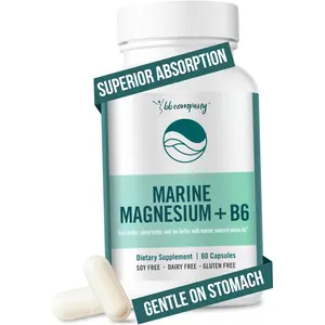 Ocean Magnesium 200mg Aquamin Magnesium B6 Supplement for Women Sleep Support Calms Nerves and Leg Cramps Gentle on Stomach Vegan 60 Capsules