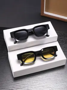 2pcs High-Quality Men's Retro Rectangle Sunglasses, Stylish Casual Uv100 Protective Eyewear for All Seasons, Perfect for Outdoor Activities, Rectangular Sunglasses, Rectangle Classic Sunglasses
