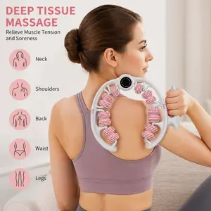 16-Roller Leg Massager, Adjustable Handheld Muscle Roller for Deep Tissue Massage, Lymphatic Drainage, and Post-Workout Recovery