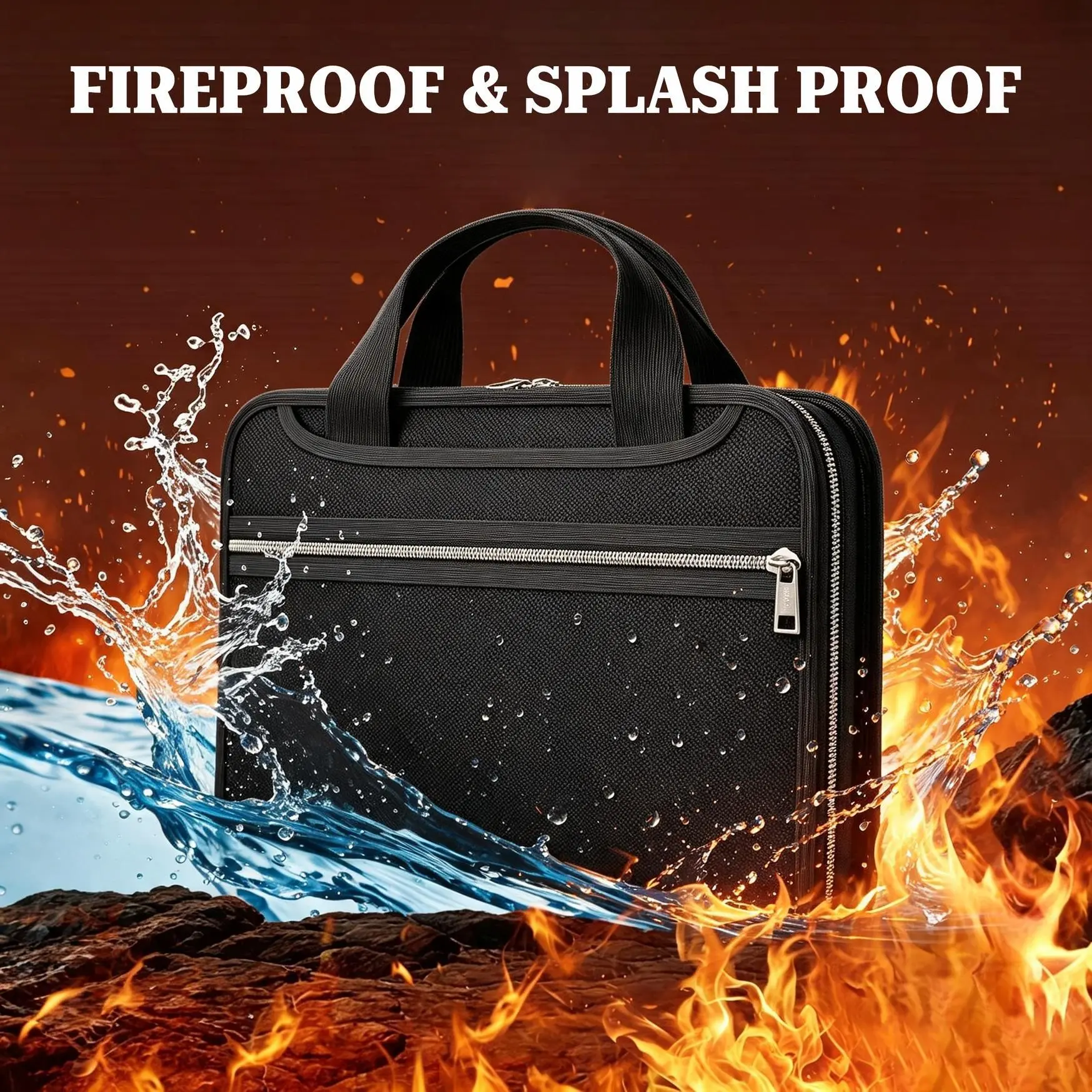 Unisex Fireproof Waterproof File Bag with Hand Strap - 13-Slot A4 Expandable Organizer for Legal Documents, Gym Use