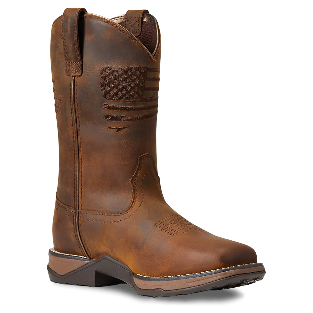 Ariat Ladies Anthem Patriot Waterproof Brown Square Toe Boots 10040369