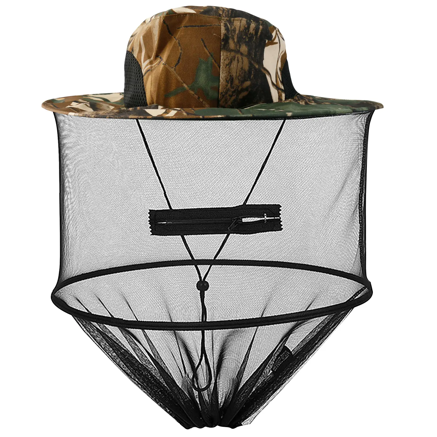 Beekeeping Mosquito Net Hat - Foldable Insect Head Net with Zipper for Outdoor Sports Fly Protection