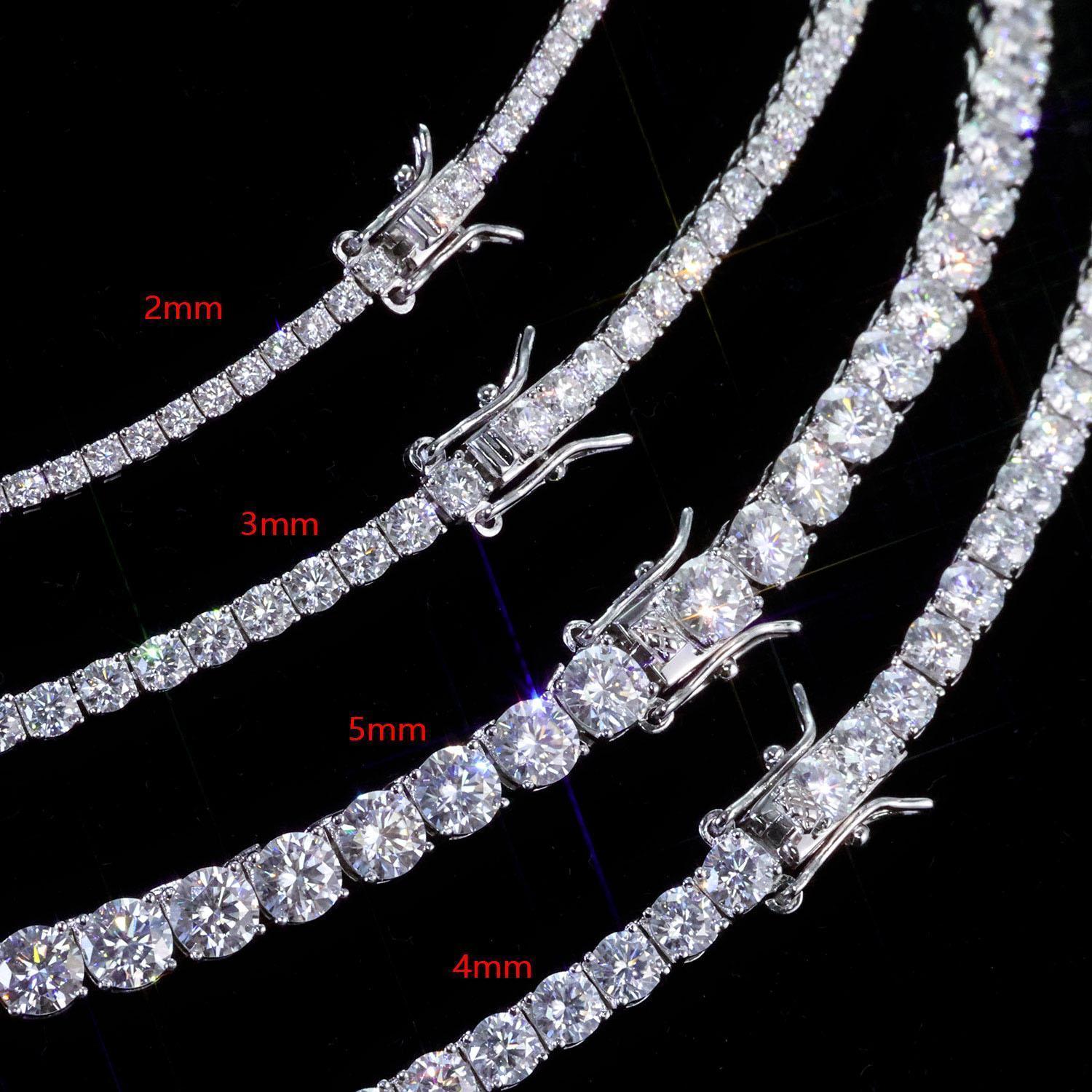 925 VVS Moissanite Tennis Chain Fine Jewelry 2/3/4/5MM Width Iced Out Bling Moissanite Bracelet Sterling Silver for Women Men