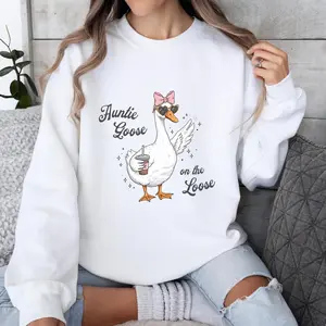 Auntie Sweatshirt - Goose On The Loose Funny Pregnancy Reveal Announcement Gift