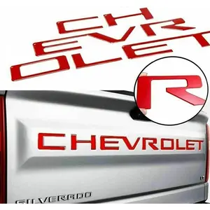 Tailgate Insert Letters for Silverado 2019-2026 Model Raised Emblem Decal, Truck Rear Accessories, Matte Red