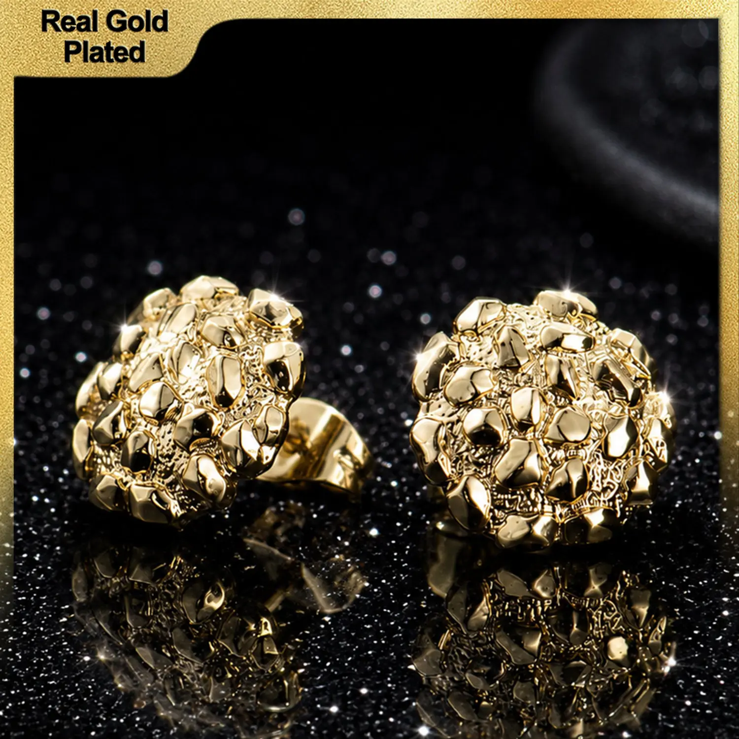 Holylegend 14K Gold Plated Stud Earrings for Men & Women – GoldNuggetRing-Stud Premium Glossy Finish Gift, 12mm/10mm Classic Round Design, Premium Shine,Inspired Gift for Fashion Lovers