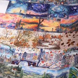Landscape Pattern Washi Tape, 1 Roll Scrapbooking & Journal Making Tape, Diy Decorative Art Tape for Students School Home, Scrapbook Materials, Craft