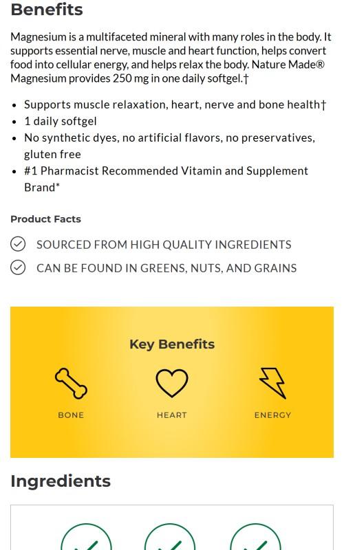 Magnesium 250 mg Softgels