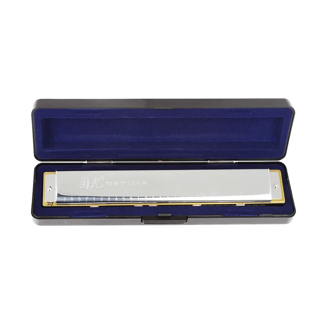 Guanguo 28 Hole Wide Range Octave C Key Diatonic Harmonica Silver Color, Portable Handheld High-Quality Musical Instrument for Professionals & Beginners