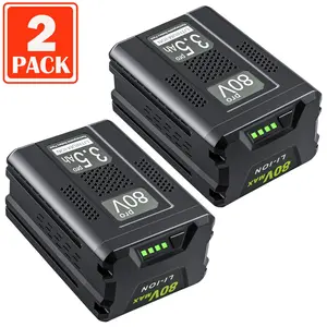 2 Packs 3.5Ah Lithium Battery Replace for Greenworks 80V Battery GBA80400 GBA80250 GBA80200, 3500mAh High Capacity, Fit for 80 Volt Power Tools PW80L420 TL80L00 LMB407