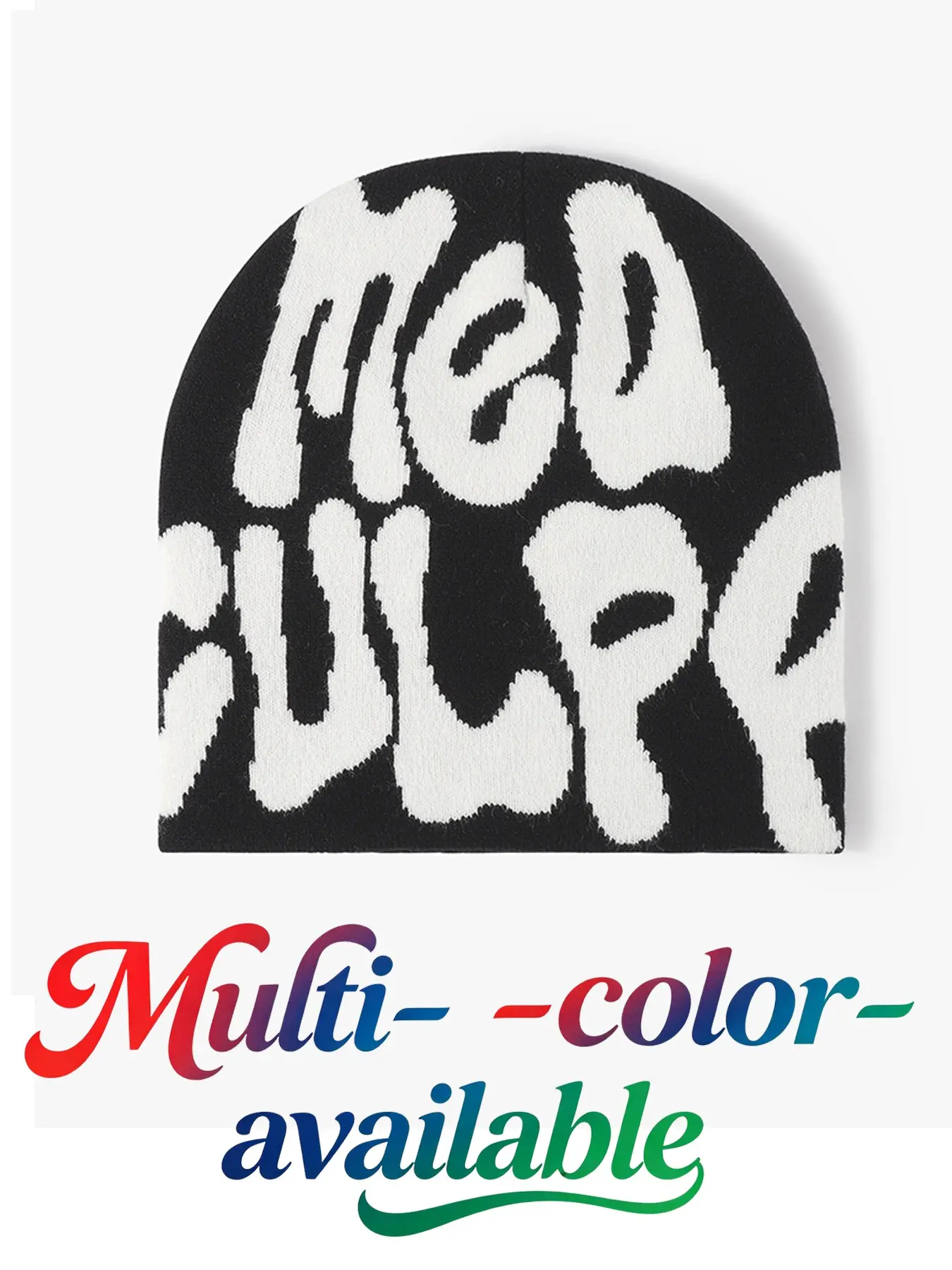 Mea Culpa Letter Knit Beanie Hat, Graffiti Style Printed Skull Cap, Soft Warm Casual Streetwear Winter Hat for Men Women, Casual Trendy Hat