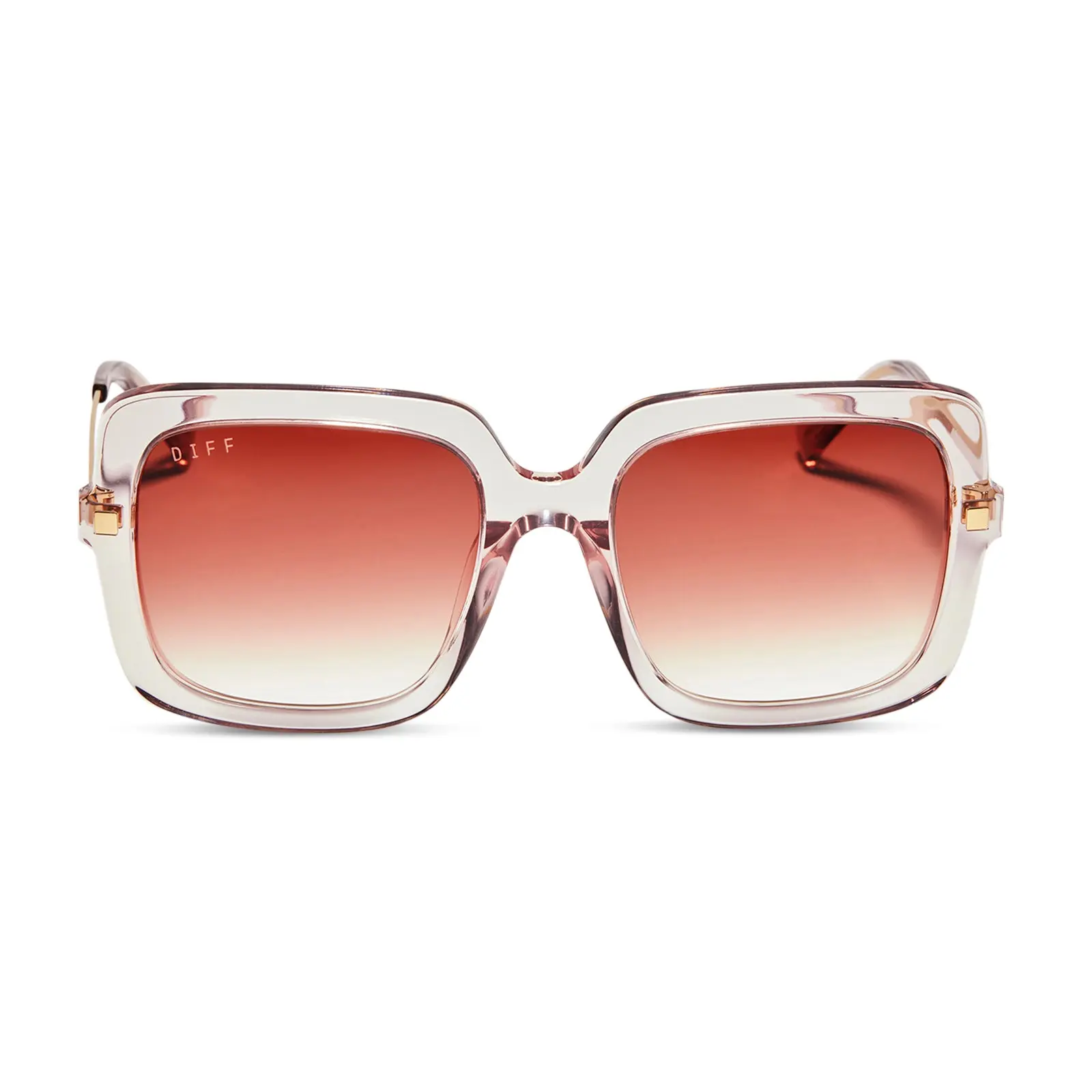 DIFF Sandra Oversized Square Sunglasses for Women, Light Pink Crystal + Dusk Gradient DIFF Sandra Oversized Square Sunglasses for Women, Light Pink Crystal + Dusk Gradient