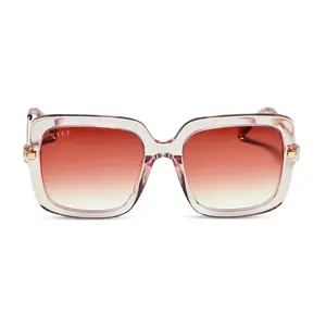 DIFF Sandra Oversized Square Sunglasses for Women, Light Pink Crystal + Dusk Gradient DIFF Sandra Oversized Square Sunglasses for Women, Light Pink Crystal + Dusk Gradient