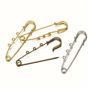 10pcs Assorted Metal Safety Pins with 3 Loops - Ideal for DIY Jewelry, Brooch Making, Bag & Dress Decorations Sewing Supplies, Sewing Tools Crafts